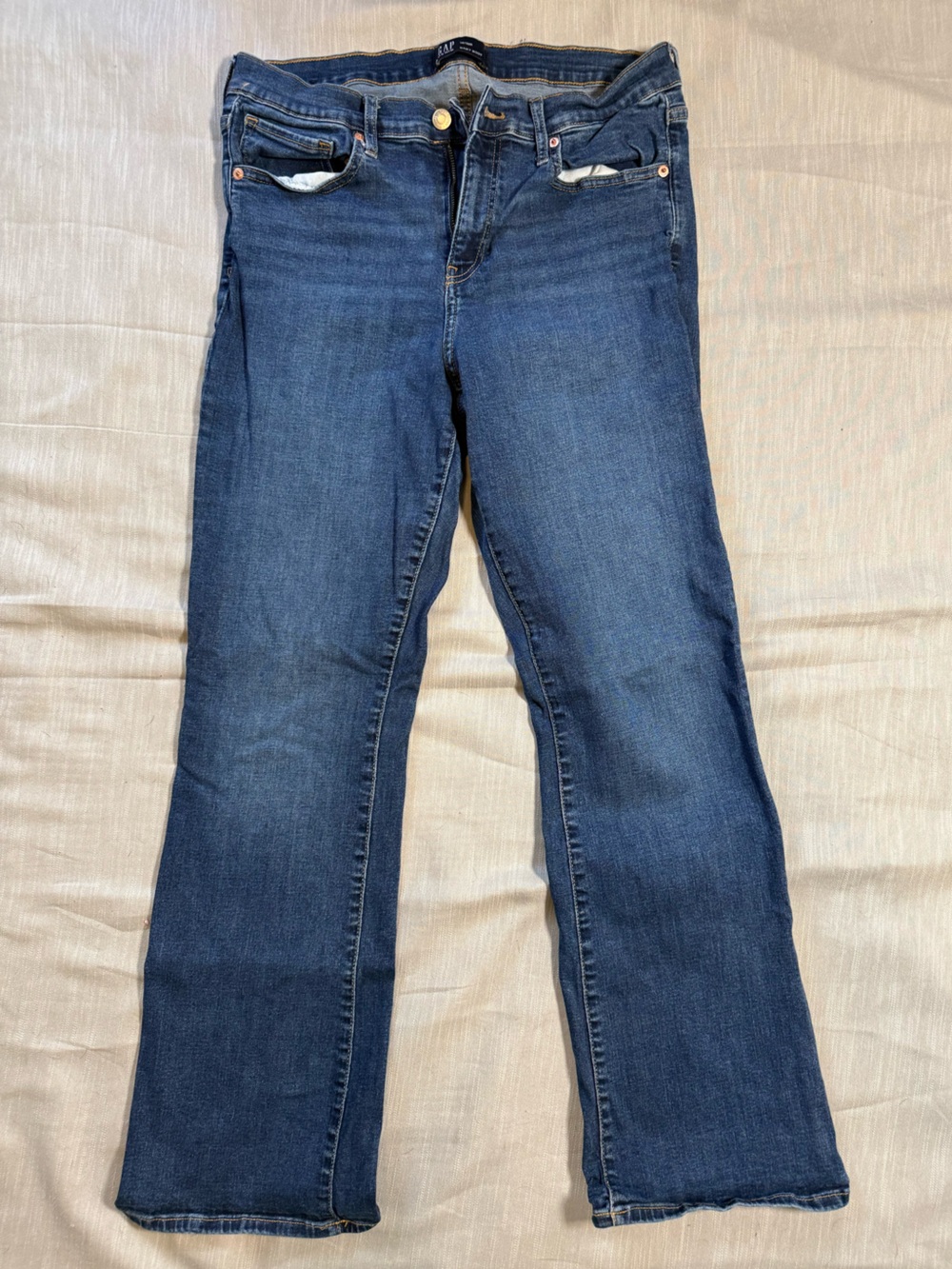 Gap Baby Boot Mid Rise Universal Fit Dark Indigo Denim Jeans Womens 14 / 32 R